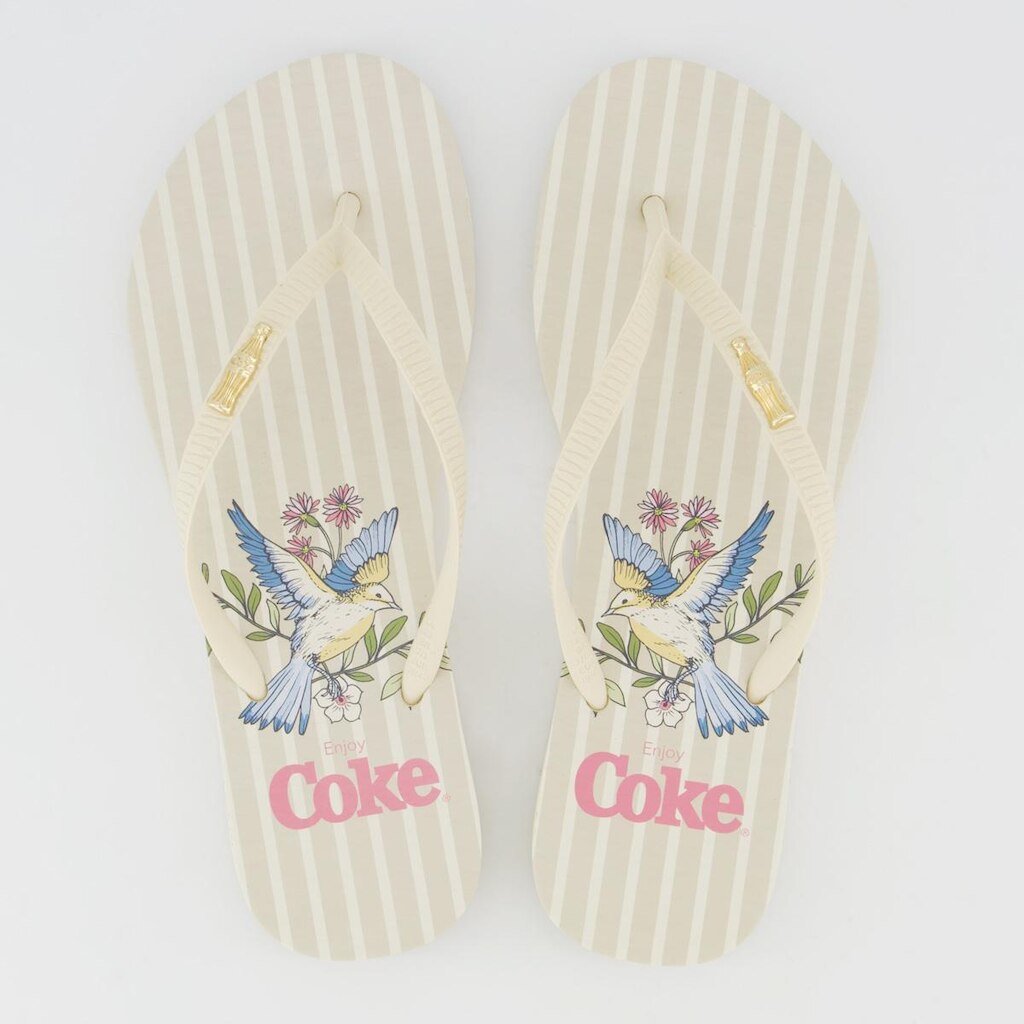 Chinelo Coca Cola Fly Bloom Feminino Off White