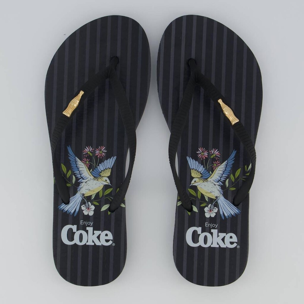 Chinelo Coca Cola Fly Bloom Feminino Preto
