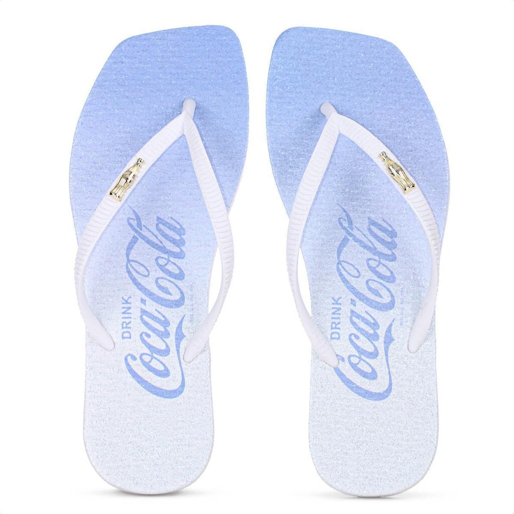Chinelo Coca Cola Gradient Shine Azul e Branco - Feminino