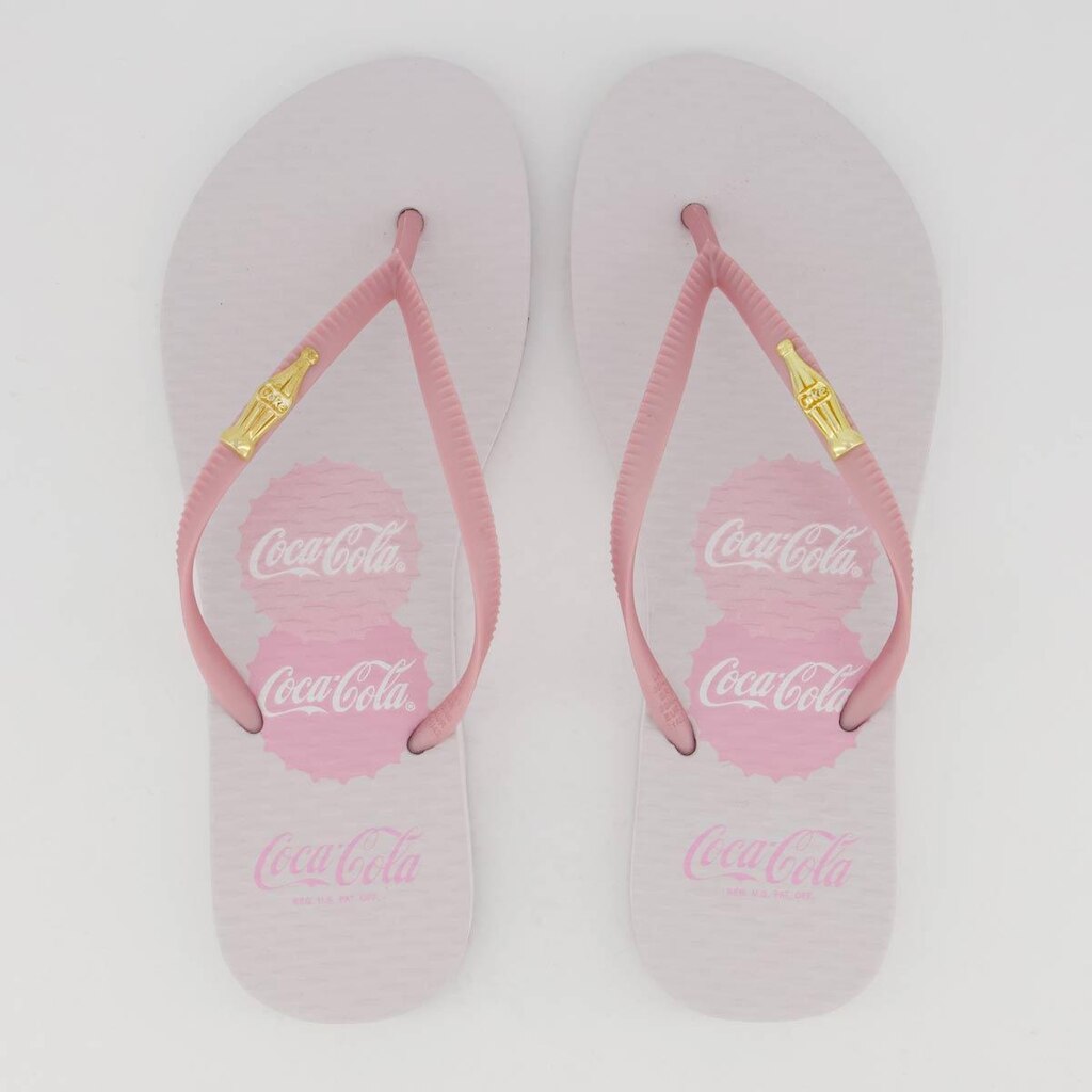 Chinelo Coca Cola Hampton Feminino Branco e Rosa