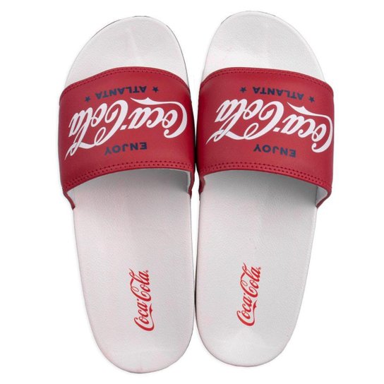 Chinelo Coca Cola Slide Atlanta Star Basic Branco/Vermelho - Branco+Vermelho Menor preço em Chinelo Coca Cola Slide Atlanta Star Basic Branco/Vermelho - Branco+Vermelho