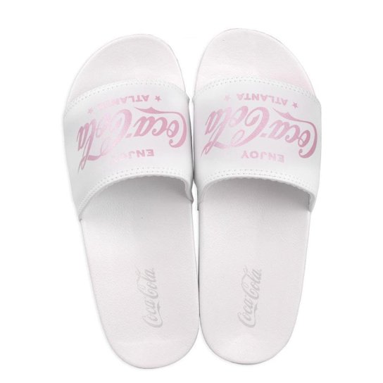 Chinelo Coca Cola Slide Atlanta Star Basic Feminino Branco - Branco Menor preço em Chinelo Coca Cola Slide Atlanta Star Basic Feminino Branco - Branco