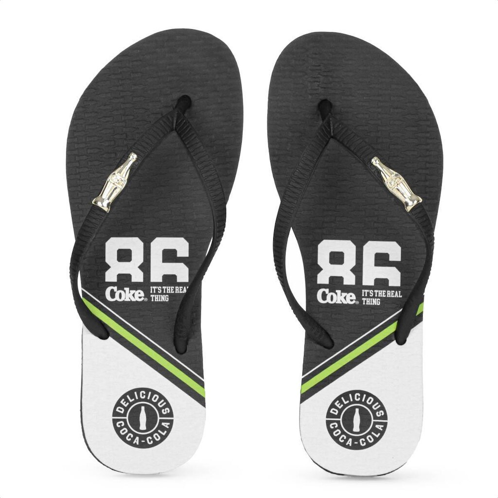 Chinelo Coca Cola Sprint Preto e Branco - Feminino