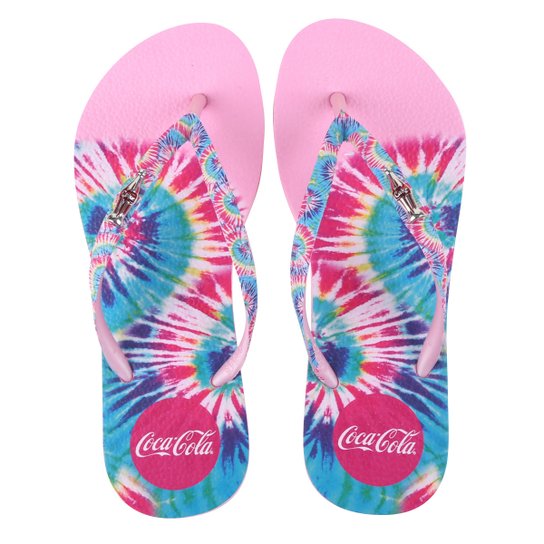 Chinelo Coca Cola Tie Dye Trend Feminino - Rosa Menor preço em Chinelo Coca Cola Tie Dye Trend Feminino - Rosa