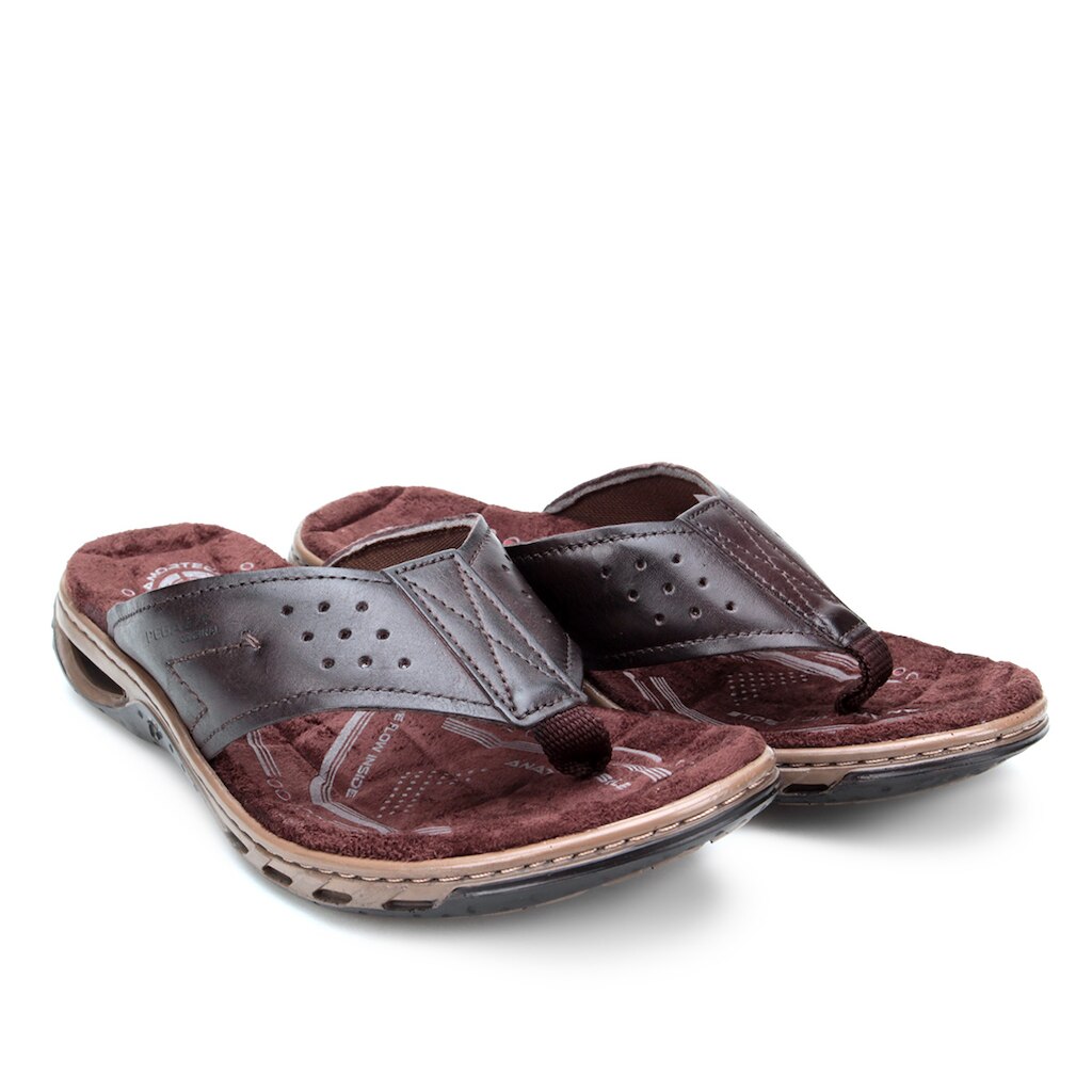 Chinelo Couro Pegada Perfuros Masculino