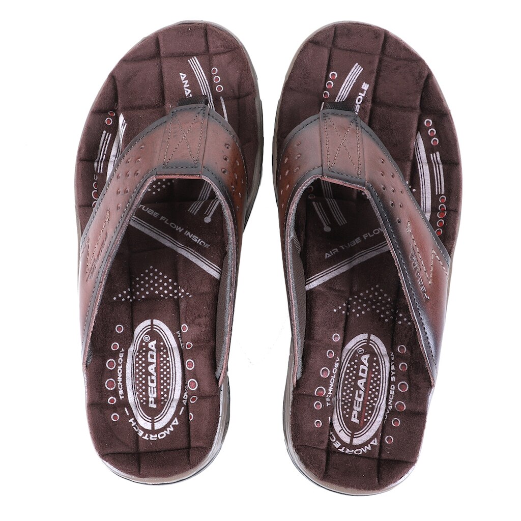 Chinelo Couro Pegada Perfuros Masculino