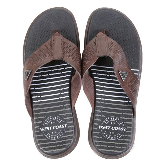 Chinelo Couro West Coast Manuk Masculino - Café Menor preço em Chinelo Couro West Coast Manuk Masculino - Café