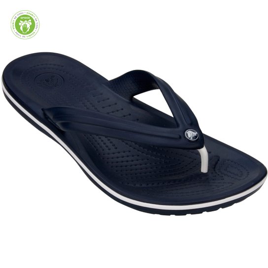 Chinelo Crocs Crocband Flip - Marinho+Branco Menor preço em Chinelo Crocs Crocband Flip - Marinho+Branco
