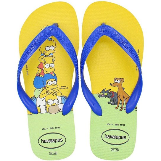 Chinelo de Dedo Havaianas Simpsons Masculino - Azul+amarelo Menor preço em Chinelo de Dedo Havaianas Simpsons Masculino - Azul+amarelo