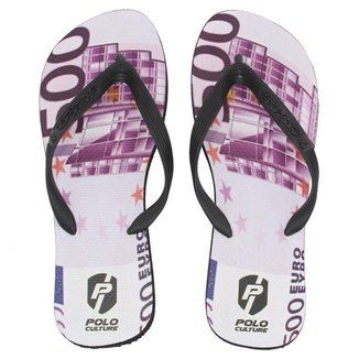 Chinelo de Dedo Masculino Borracha Estampa Dinheiro Praia