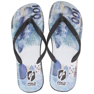 Chinelo de Dedo Masculino Borracha Estampa Dinheiro Praia