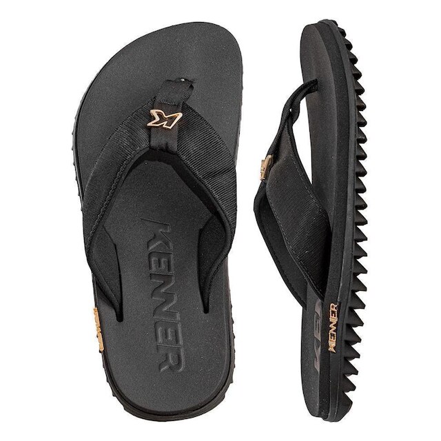 Chinelo de Dedo Masculino Preto e Dourado Kivah Kenner