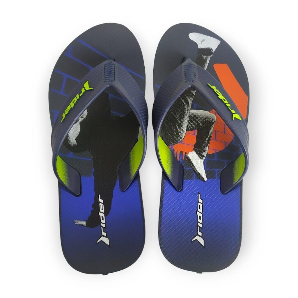Chinelo de Dedo Rider Way Logo Azul e Verde