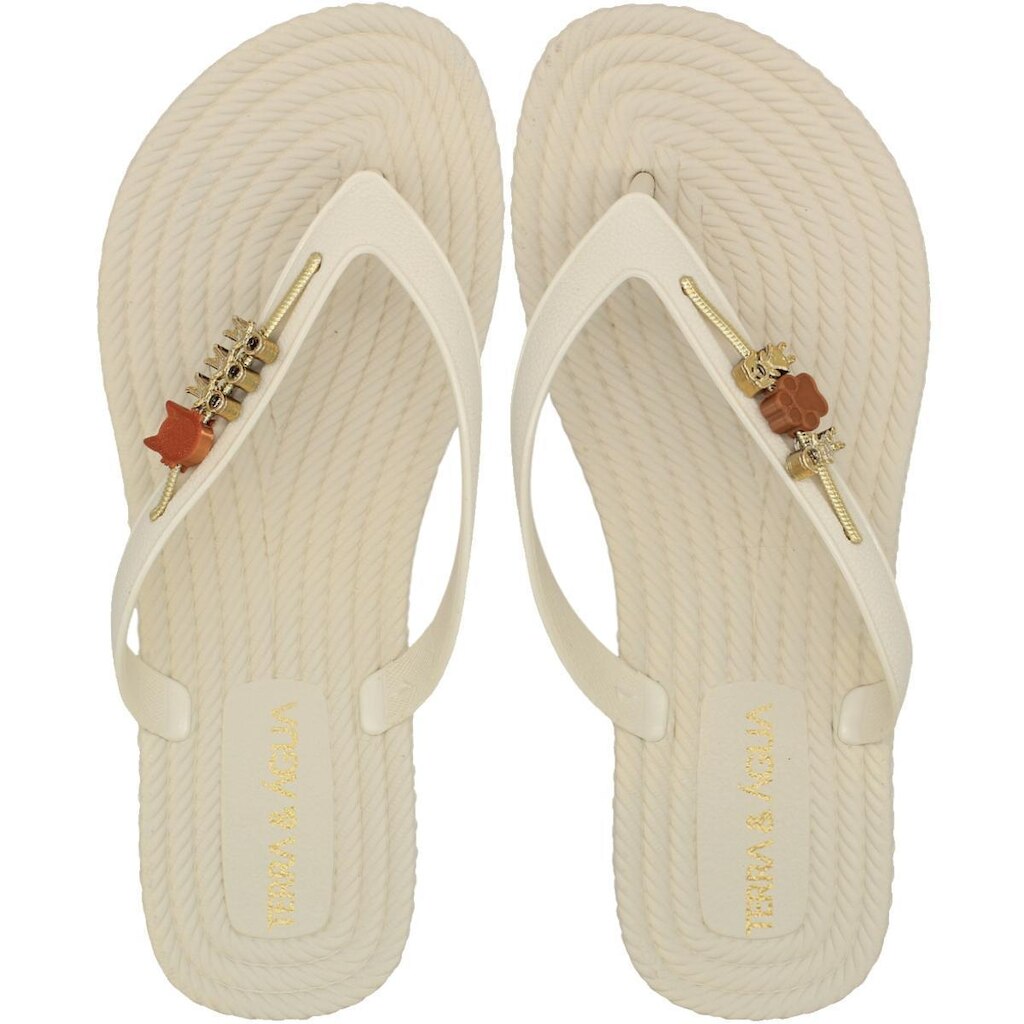 Chinelo De Dedo Texturizado Terra e Água Pingentes Feminino