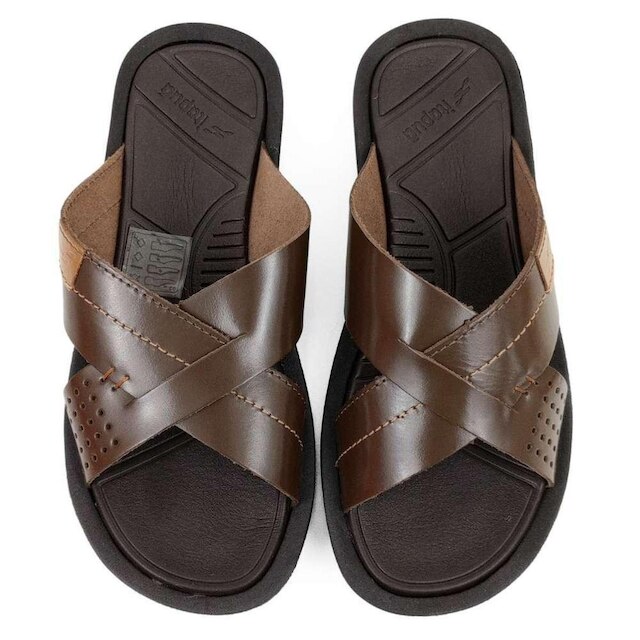 Chinelo de Rosto Itapuã Masculino Jaws Couro - Café | Netshoes