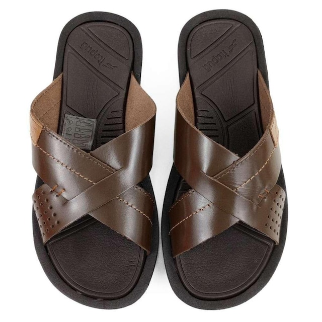 Chinelo de Rosto Itapuã Masculino Jaws Couro - Café | Netshoes