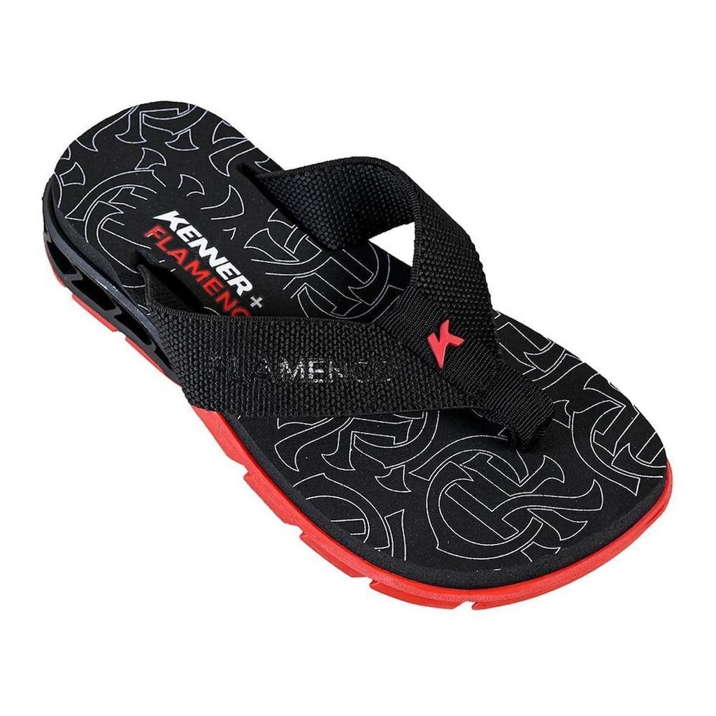 Chinelo Dedo Kenner Preto e Vermelho Juvenil Masculino KENNER