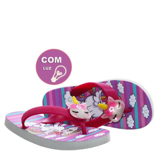 Chinelo Dedo Unicornio Infantil Com Luzinha Luz Led Feminino Meninas - Rosa Menor preço em Chinelo Dedo Unicornio Infantil Com Luzinha Luz Led Feminino Meninas - Rosa
