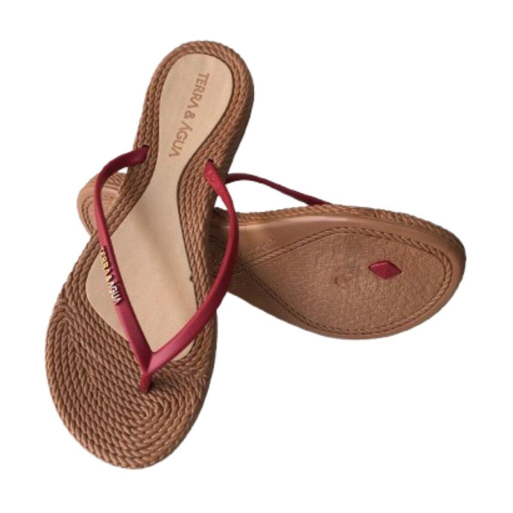 Chinelo Dedo Vegano Vermelho com Bronze Terra e Água