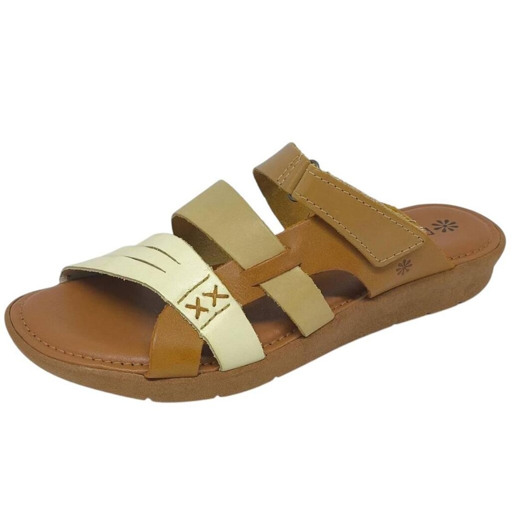 Chinelo Feminino Flat Conforto Couro Calce Facil New Face
