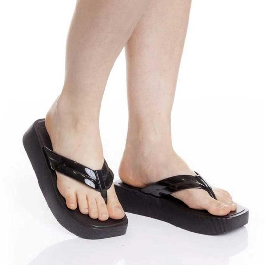 Chinelo Feminino Flatform Hit Preto Petite Jolie PJ6141-23