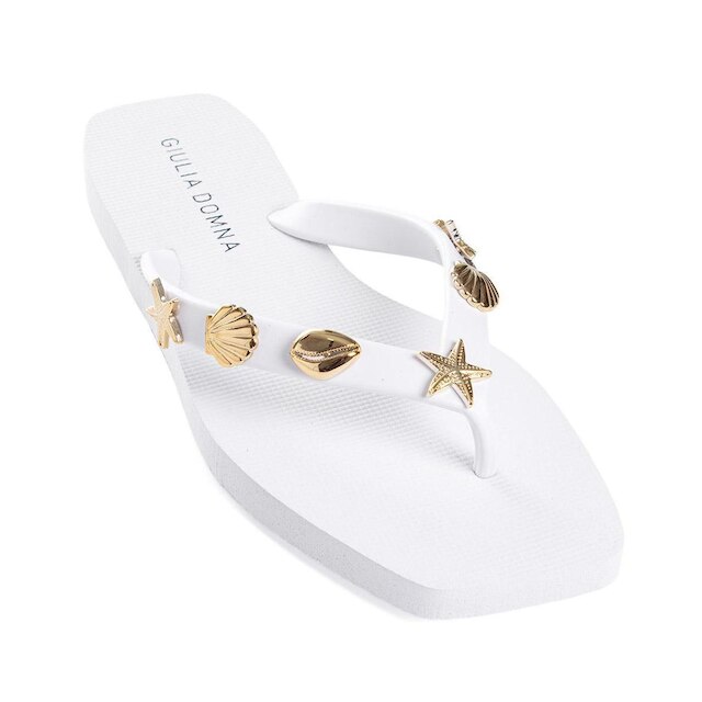 Chinelo Feminino Giulia Domna Biico Quadrado Branco