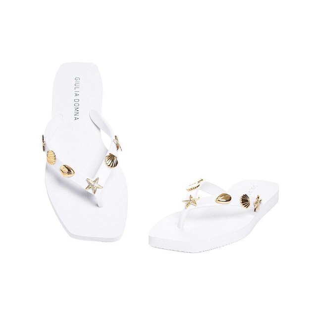 Chinelo Feminino Giulia Domna Biico Quadrado Branco