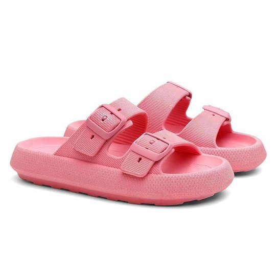 Chinelo Feminino Nuvem Slide Confortável Fivela - Rosa Menor preço em Chinelo Feminino Nuvem Slide Confortável Fivela - Rosa