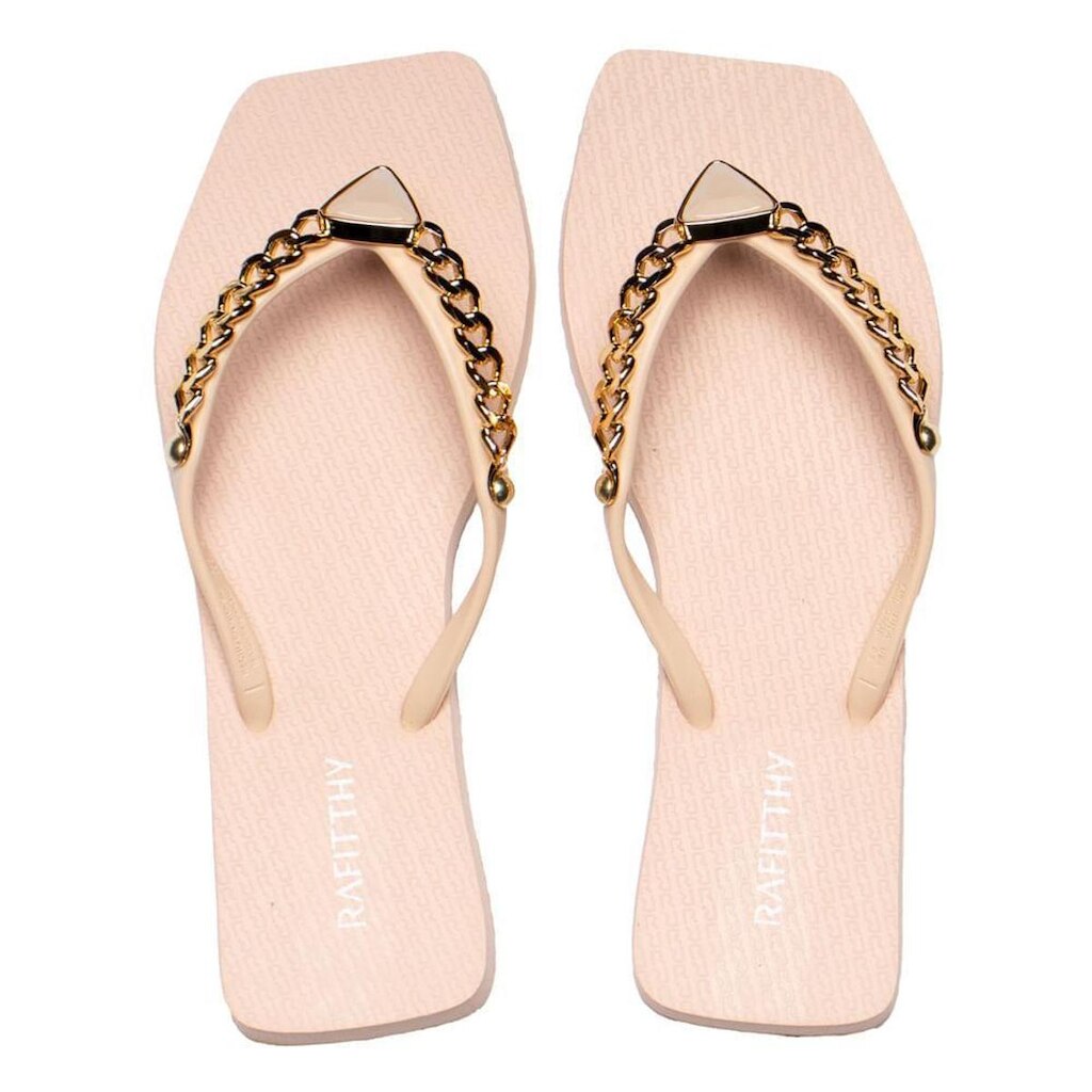 Chinelo Feminino Rafitthy Charm Rosa Claro/Dourado