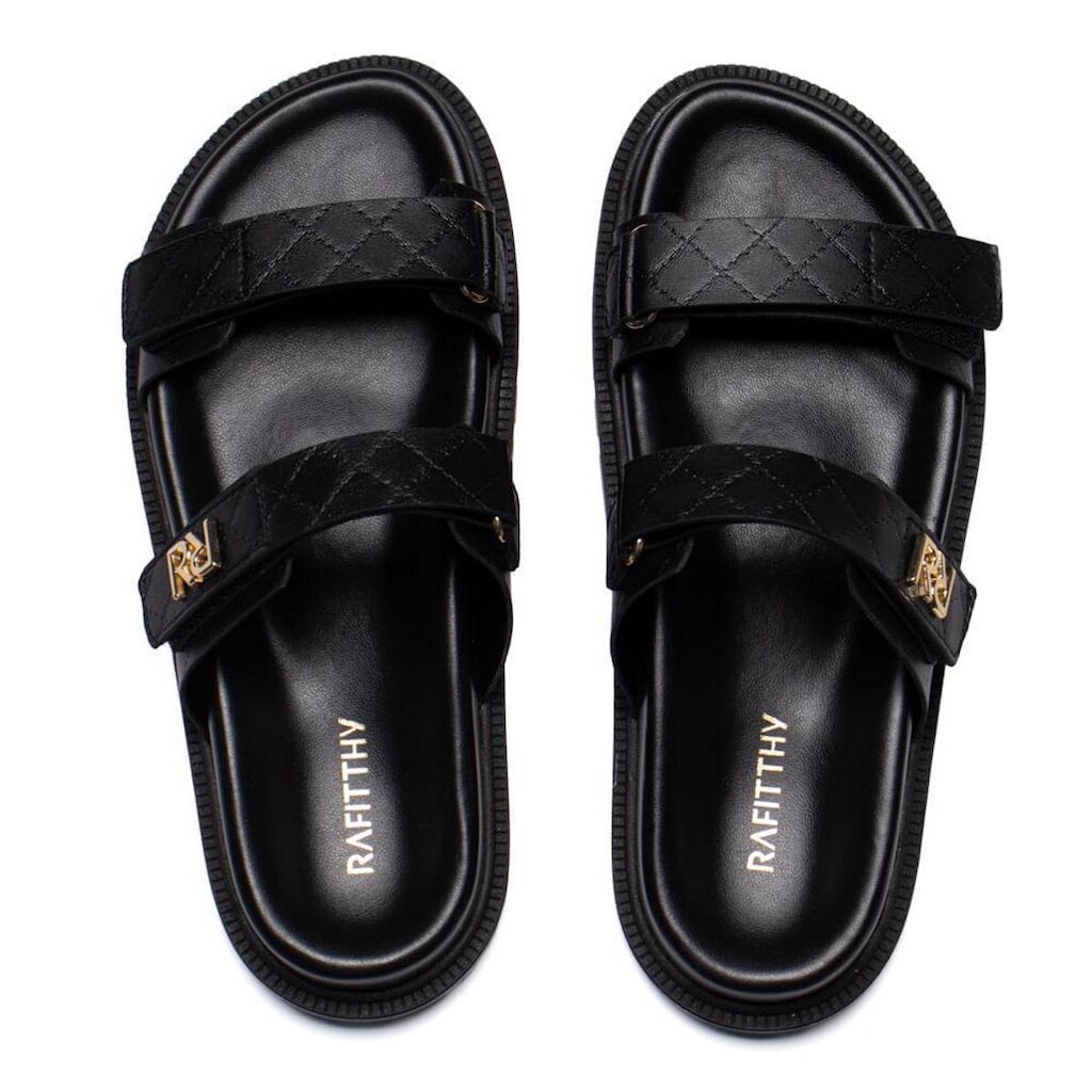 Chinelo Feminino Rafitthy Flatform Napa Burnished Preto