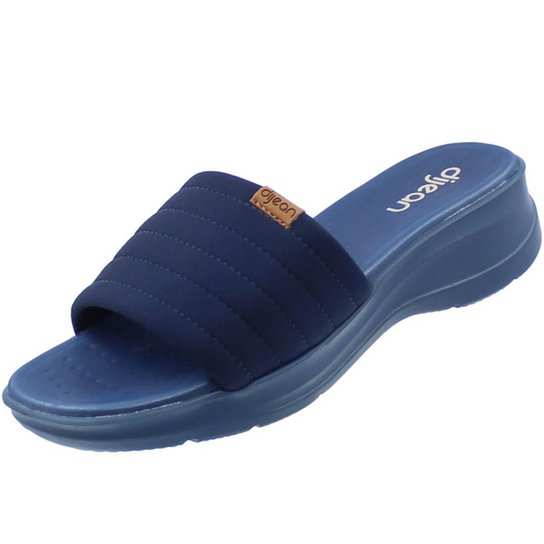 Chinelo Feminino Slide Plataforma Anabela Dijean Anatômico - Marinho Menor preço em Chinelo Feminino Slide Plataforma Anabela Dijean Anatômico - Marinho