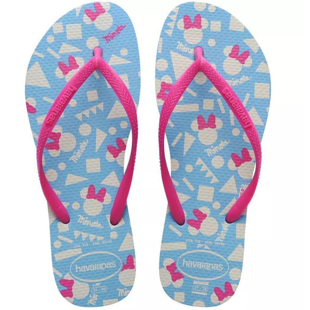Chinelo Feminino Slim Disney Havainas - Azul/Rosa
