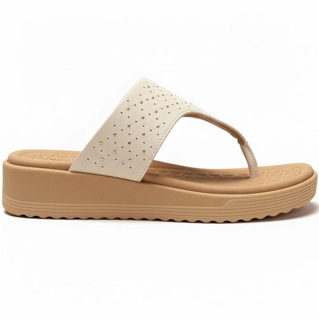 Chinelo Feminino Usaflex Couro Anabela Palmilha Confort