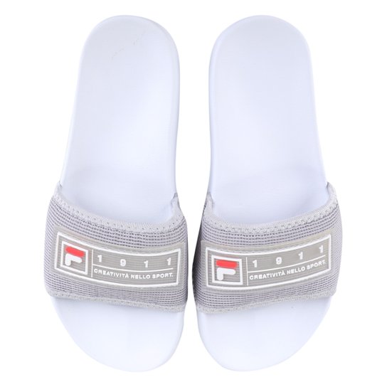 Chinelo Fila Drifter Mesh Feminino - Prata+Branco Menor preço em Chinelo Fila Drifter Mesh Feminino - Prata+Branco