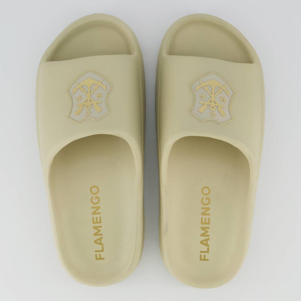 Chinelo Flamengo Nuvem Bege e Dourado