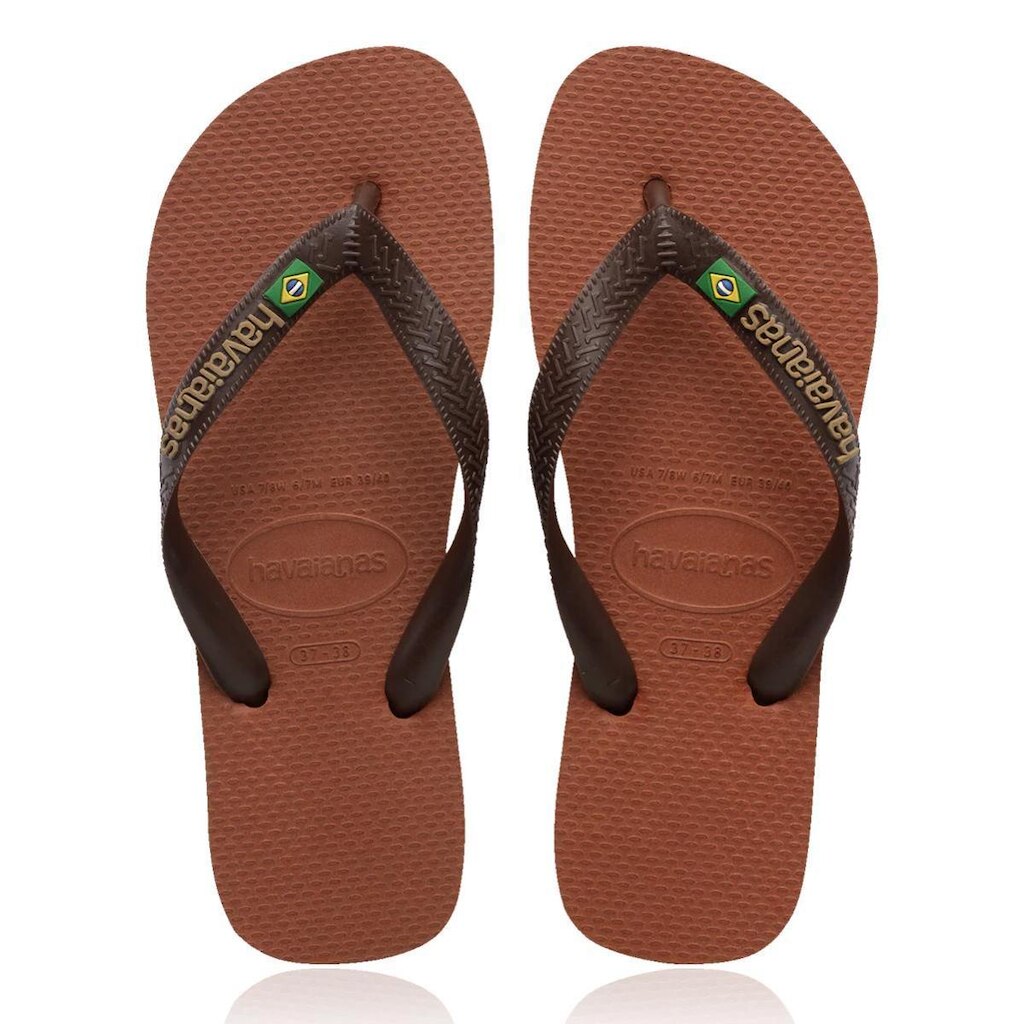Chinelo Havaianas Brasil Logo - Ferrugem Café