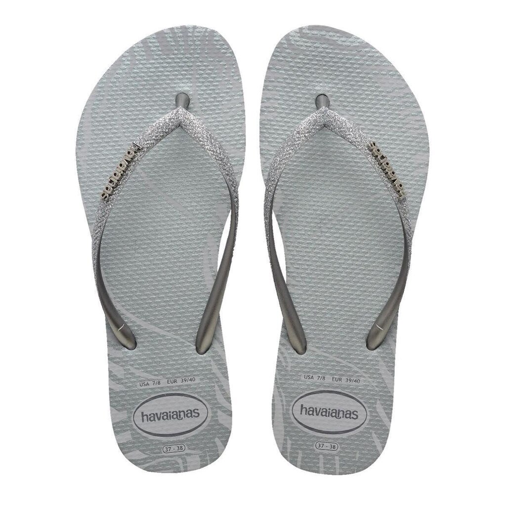 Chinelo Havaianas Feminino Slim Glitter Edge - Cinza Gelo
