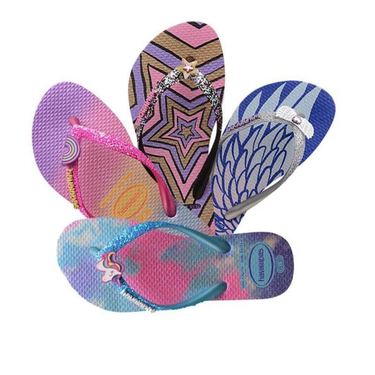 Chinelo Havaianas Kids Slim Glitter II - Produto Original - Marinho Menor preço em Chinelo Havaianas Kids Slim Glitter II - Produto Original - Marinho