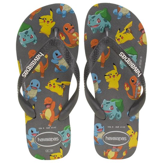 Chinelo Havaianas Kids Top Pokémon - Grafite Menor preço em Chinelo Havaianas Kids Top Pokémon - Grafite