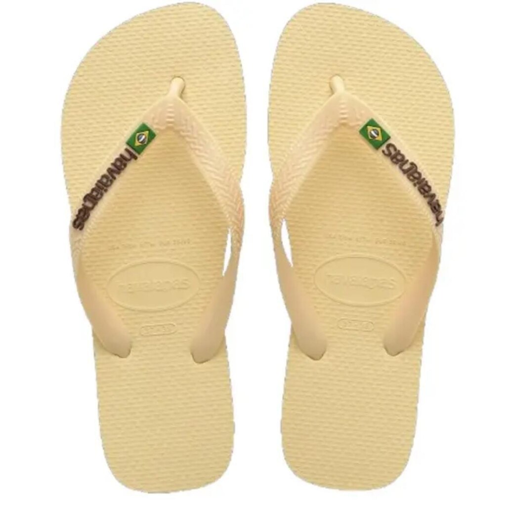 Chinelo Havaianas Logo Brasil Buttercream Original