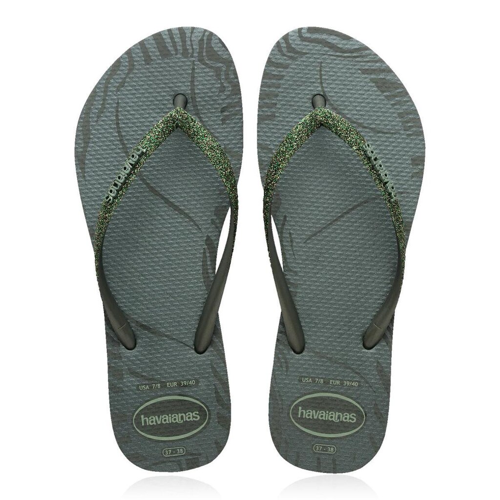 Chinelo Havaianas Slim Glitter Edge - Verde Oliva