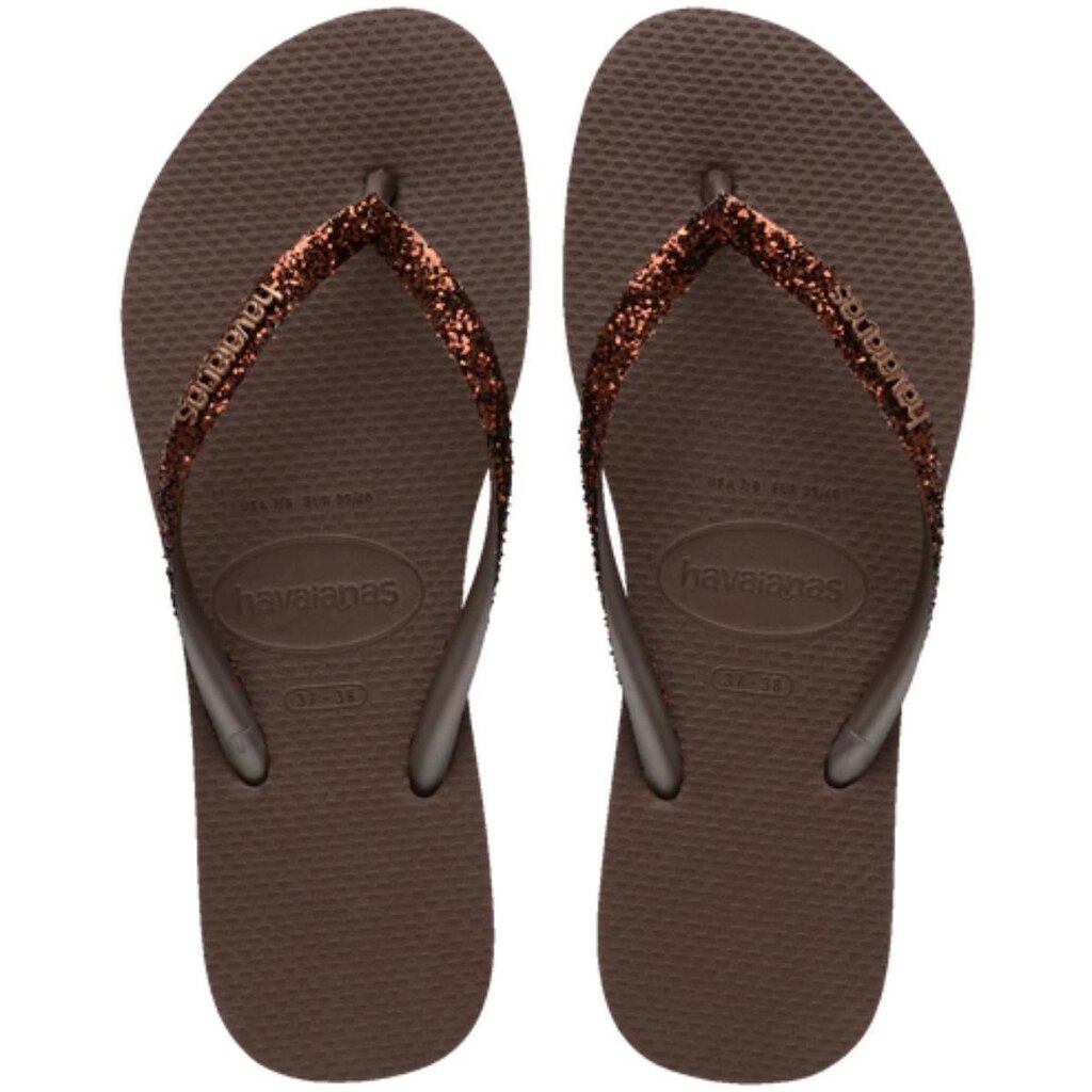 Chinelo Havaianas Slim Glitter II Feminino - Marrom - 33/34