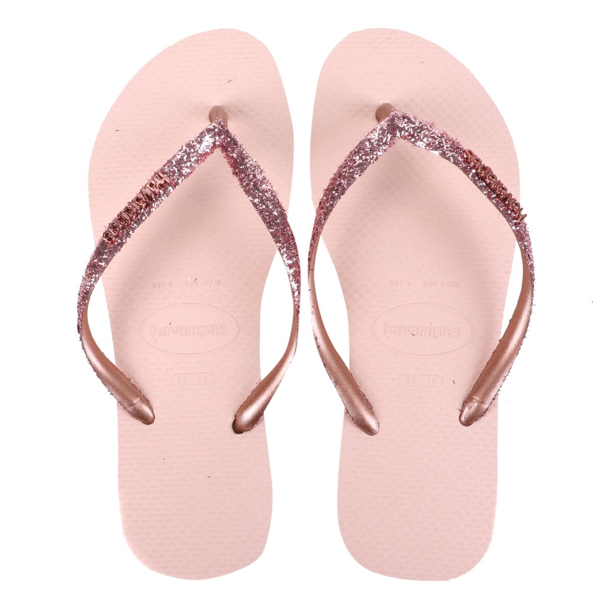 Chinelo Havaianas Slim Glitter II Feminino Rosa+Dourado Netshoes