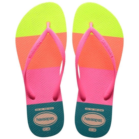 Chinelo Havaianas Slim Neon Glow Feminino, Legítimas com Glitter na Palmilha - Rosa Menor preço em Chinelo Havaianas Slim Neon Glow Feminino, Legítimas com Glitter na Palmilha - Rosa