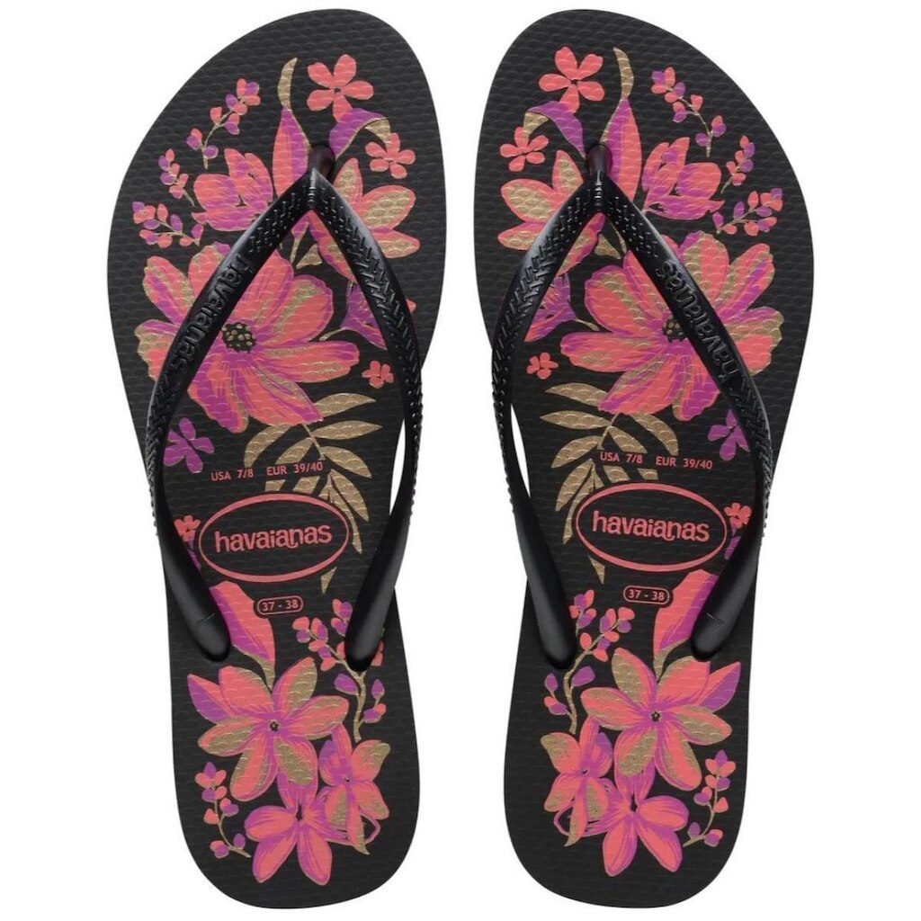 Chinelo Havaianas Slim Organic Feminino - Preto e Roxo - 33/34