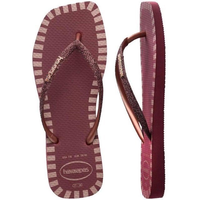 Chinelo Havaianas Slim Square Glitter Contour - Feminino
