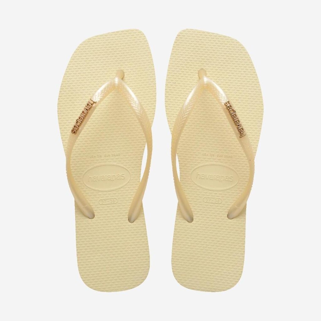 Chinelo Havaianas Slim Square Logo Metallic Creme
