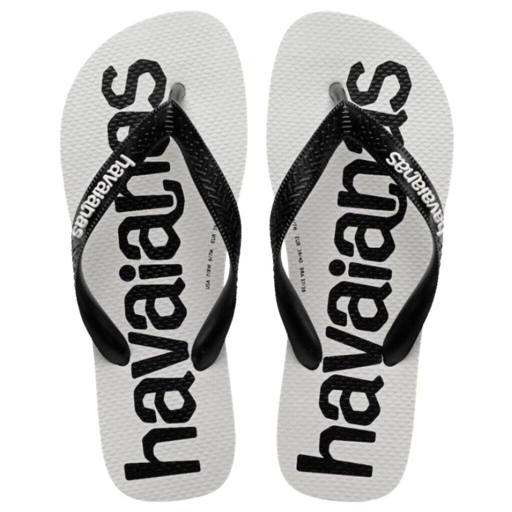 Chinelo Havaianas Top Logomania 2 - Branco e Preto - 45/46