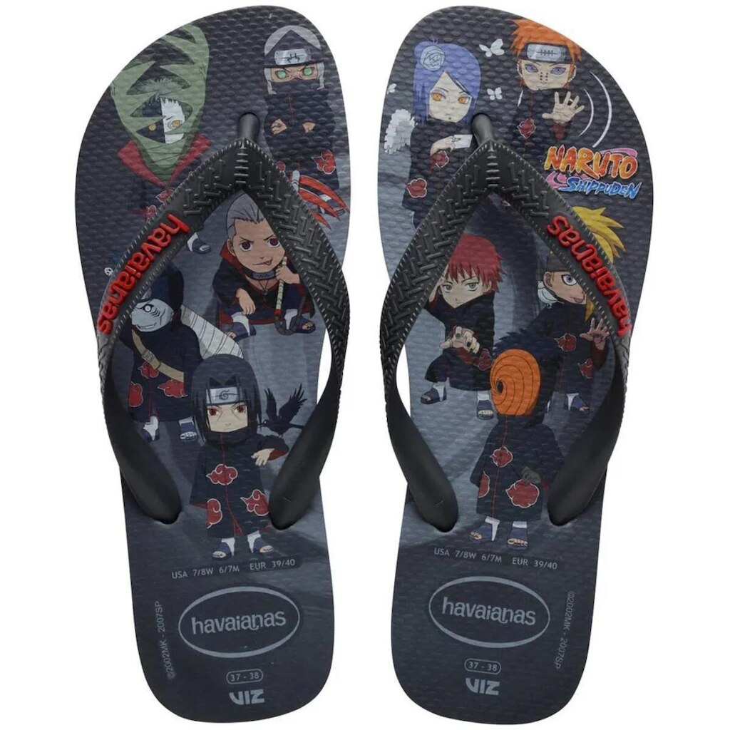 Chinelo Havaianas Top Naruto Masculino - Cinza - 35/36