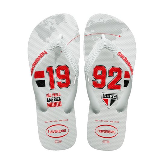 Chinelo Havaianas Top Times São Paulo Masculino - Branco Menor preço em Chinelo Havaianas Top Times São Paulo Masculino - Branco